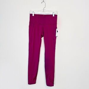 NWT Apana Maroon Red High Waisted Fleece Lined Pocket Leggings